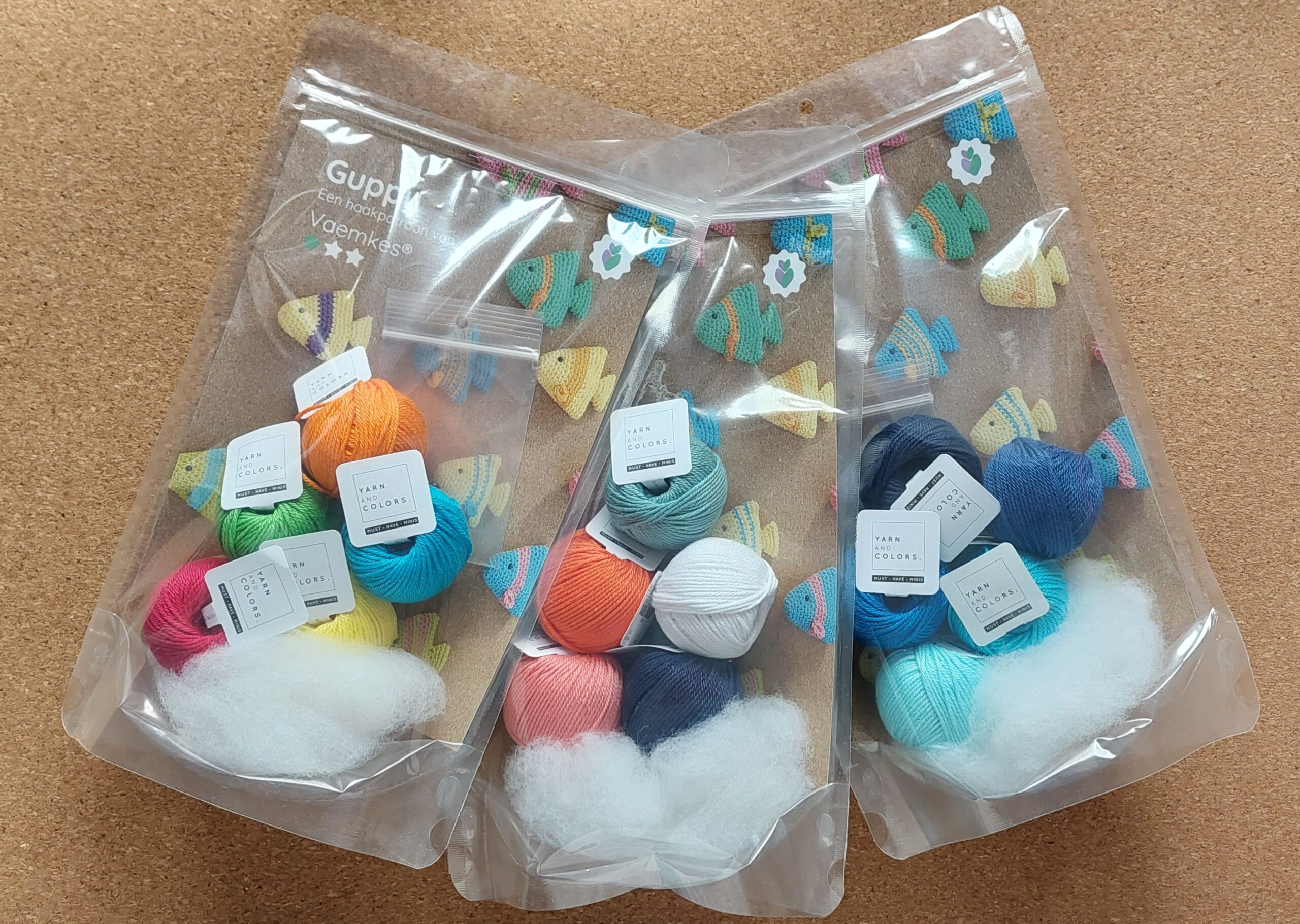 Voorbeelden guppy haakpakket met inhoud